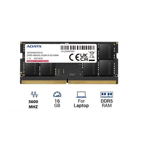 ADATA 16GB (16GB X 1) 5600MHz DDR5 CL46 SODIMM Notebook Laptop Memory