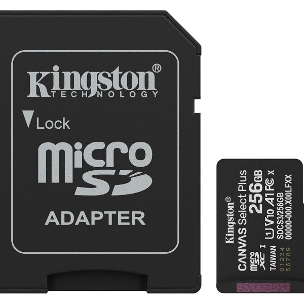 Kingston Canvas Select Plus 256GB Class 10 Micro SD Card With Adapter