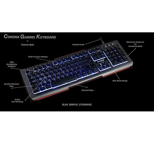 Cosmic Byte CB-GK-02 Corona Anti-Ghosting Gaming Keyboard with RGB Backlit (Black)