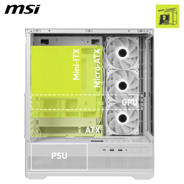 MSI MAG Pano 110R PZ White Mid-Tower ATX Gaming Cabinet (White)