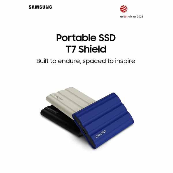 Samsung T7 Shield 1TB Portable SSD with Rugged, IP65 Water and Dust Resistant (Black)