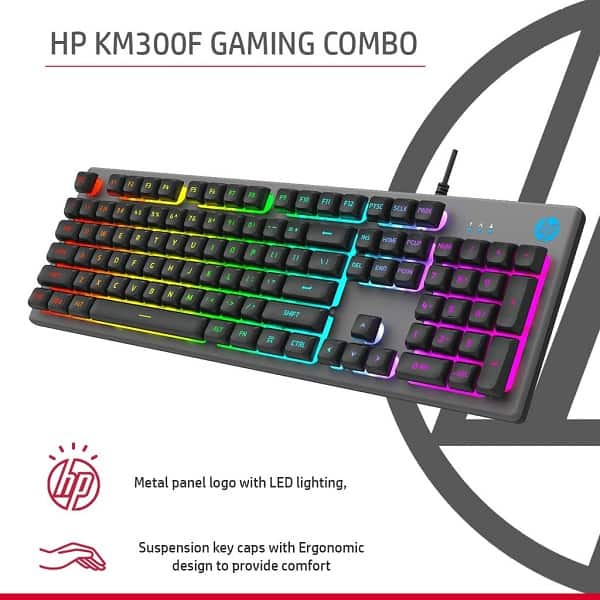 HP KM300F RGB Wired Keyboard and Mouse Gaming Combo with Adjustable DPI