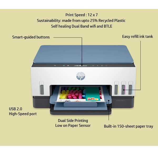 HP Smart Tank 675 Multi Function Wi-Fi Printer for Business and Home