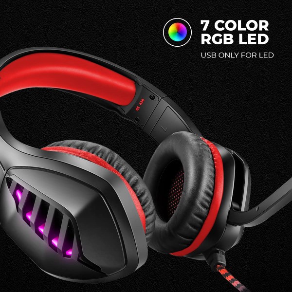 Cosmic Byte GS430 Red Gaming Headphone with 7 Color RGB Led and Microphone (Red)