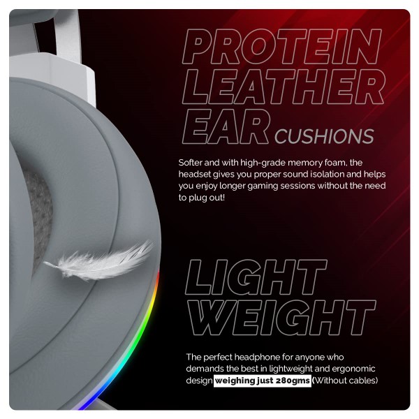 Cosmic Byte Proteus White Headset Dual Input USB and 3.5mm, 7.1 Surround Sound