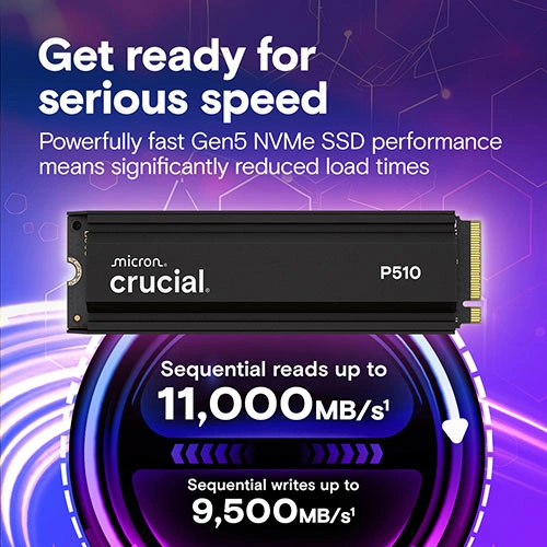 Crucial P510 2TB NVMe Gen5 SSD with Heatsink