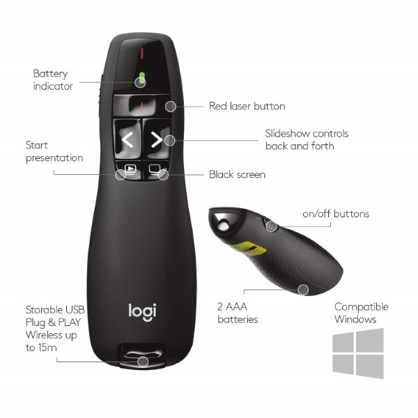 Logitech R400 Wireless Presenter (Black)