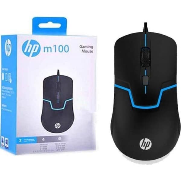 HP M100 USB Wired Gaming Mouse with LED Backlight and Adjustable DPI Button