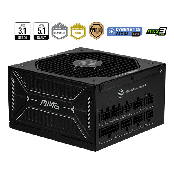 MSI MAG A1000GLS PCIE5 1000 Watt 80 Plus Gold Certified Power Supply
