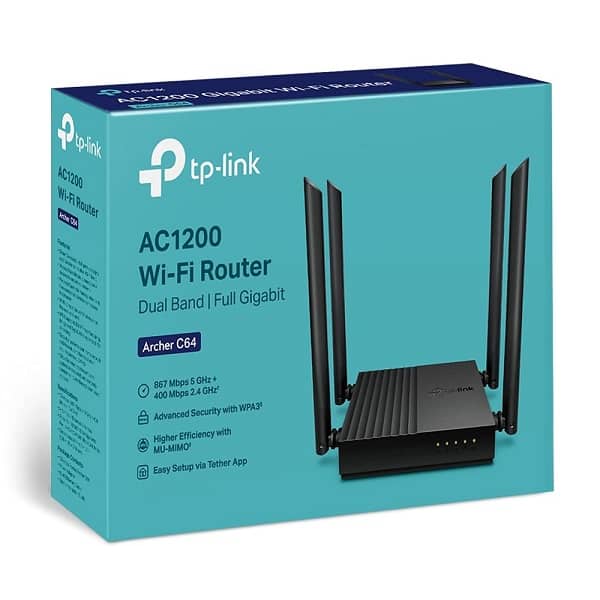 TP-Link Archer C64 AC1200 Dual Band Gigabit WiFi with MU-MIMO, Beamforming, and Advanced Security