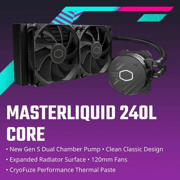 Cooler Master MasterLiquid 240L Core 240mm CPU AIO Liquid Cooler (Non RGB)