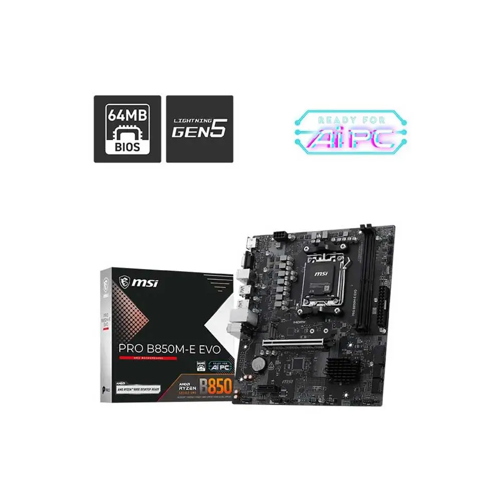MSI Pro B850M-E Evo Amd Am5 Ddr5 M-Atx  Motherboard
