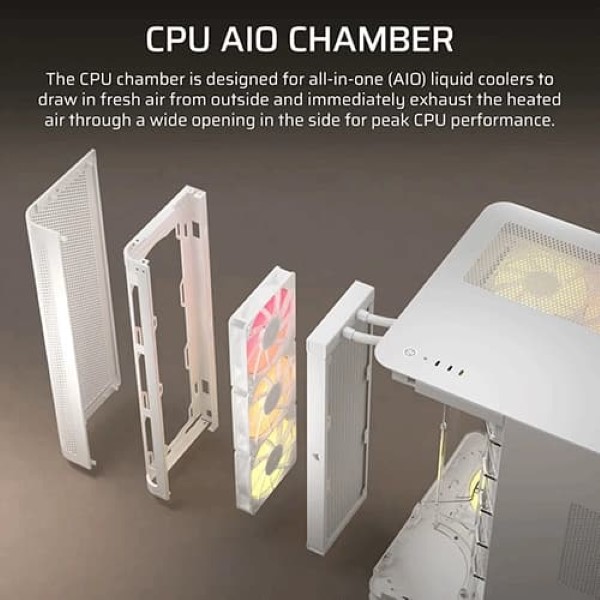 Corsair Air 5400 RS-R ARGB E-ATX Mid Tower Cabinet With Tempered Glass Side Panel White