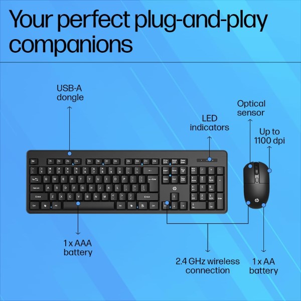 HP KM200 Wireless Keyboard and Mouse Combo