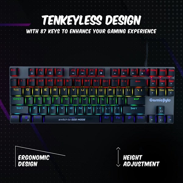 Cosmic Byte CB-GK-25 Pandora TKL RGB Mechanical Keyboard with Outemu Blue Switches (Black/Grey)