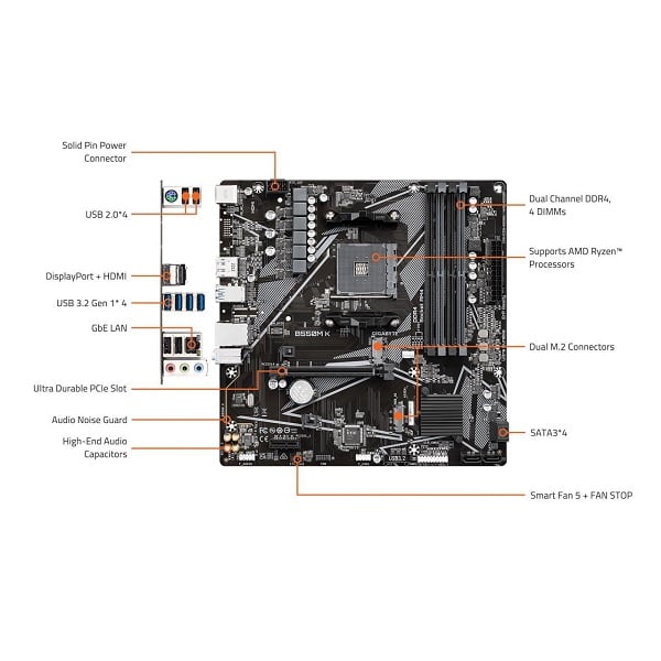 Gigabyte B550M-K AMD AM4 Micro-ATX Motherboard