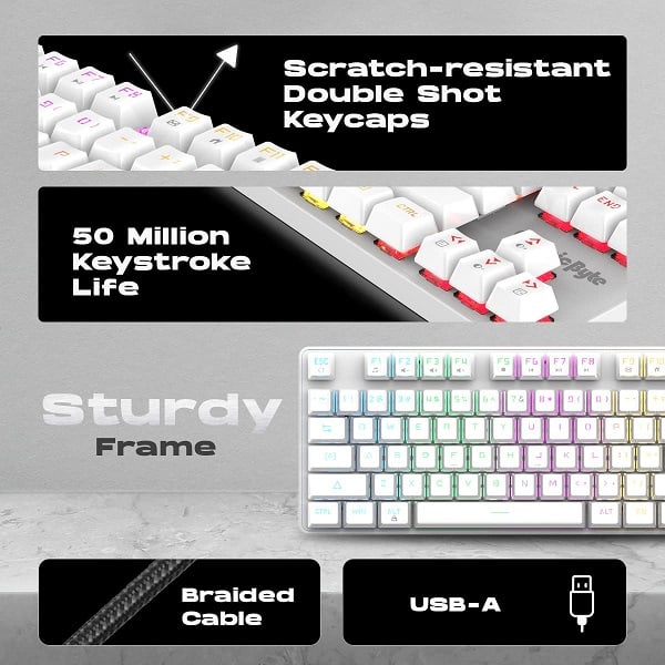 Cosmic Byte CB-GK-37 Firefly RGB TKL Mechanical Keyboard with Swappable Outemu Red Switch (White)