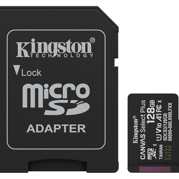 Kingston Canvas Select Plus 128GB Class 10 Micro SD Card With Adapter