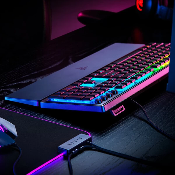 Razer Ornata V3 Mecha-Membrane Full-Size Gaming RGB Keyboard with Magnetic Wrist Rest (Black)