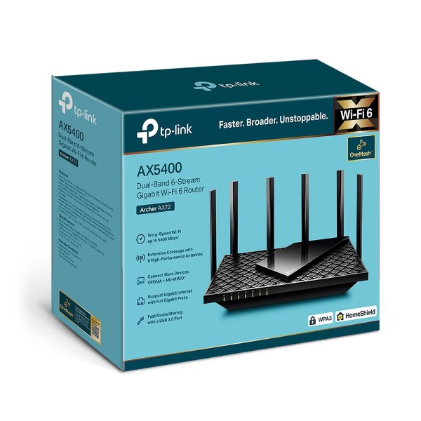 Tp-Link AX72 AX5400 Dual-band WiFi 6 Gigabit Router