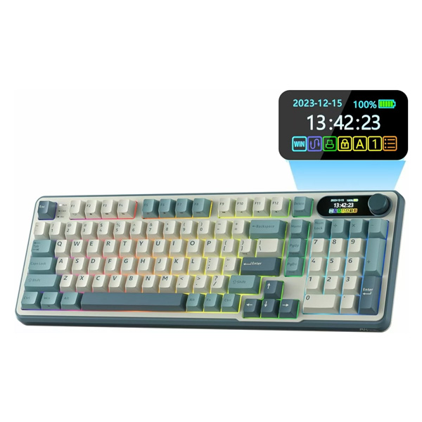 Royal Kludge RK S98 Light Cloud (Brown Switch) Wireless Mechanical Gaming Keyboard With Smart Display