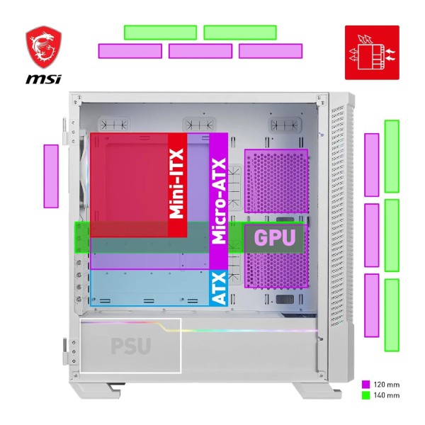 MSI MPG Velox 100R White ATX Mid-Tower RGB Cabinet