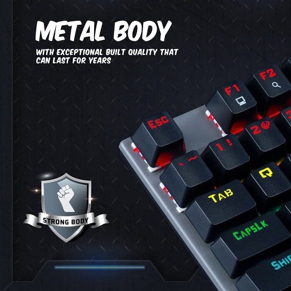 Cosmic Byte CB-GK-28 Vanth Mechanical Gaming Keyboard with Outemu Red Switch and Rainbow LED (Black/Grey)