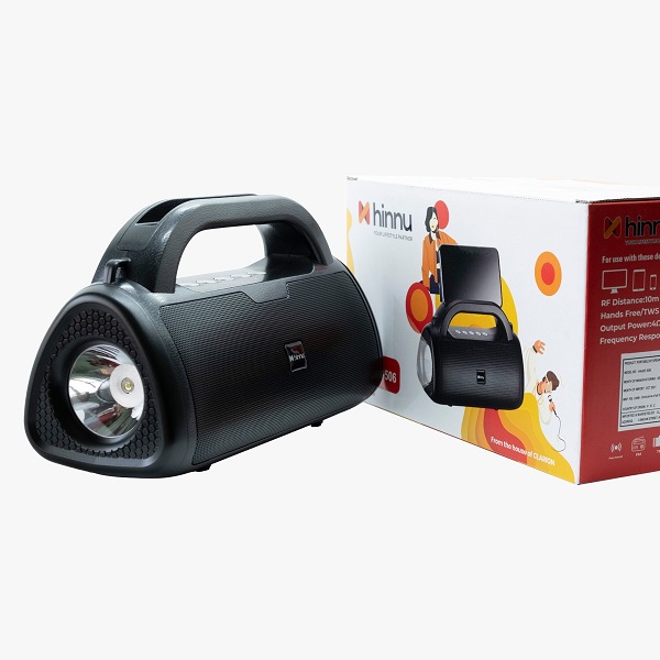 Hinnu HN-BT-506 multifunctional wireless speaker with LED flashlight.