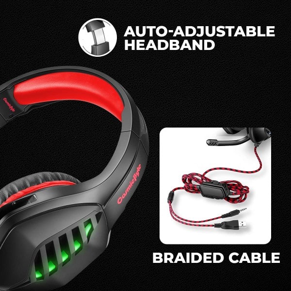 Cosmic Byte GS430 Red Gaming Headphone with 7 Color RGB Led and Microphone (Red)