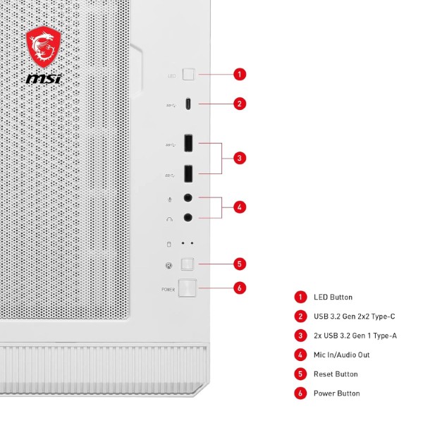 MSI MPG Velox 100R White ATX Mid-Tower RGB Cabinet