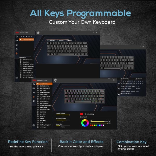 Royal Kludge RK61 BLACK (Blue Switch) Mechanical Wireless Gaming Keyboard