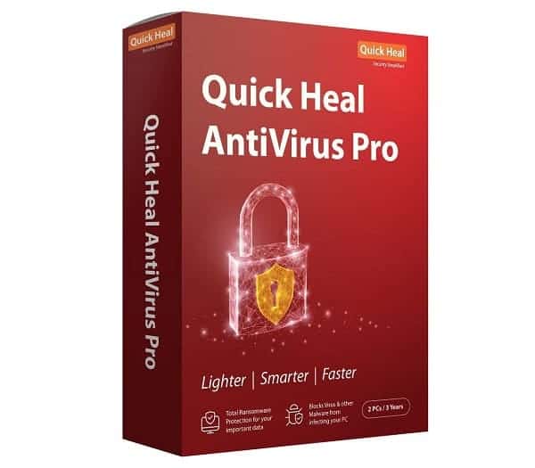 Quick Heal Antivirus Pro 2PC 3-year software.