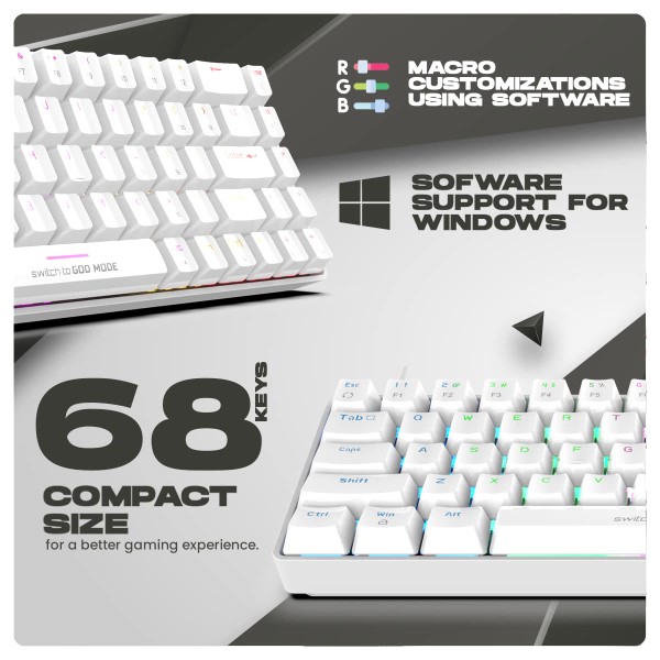 Cosmic Byte CB-GK-36 Artemis 68 Key Per Key RGB Wired Mechanical Gaming Keyboard with Outemu Blue Swappable Switches and Software (White)