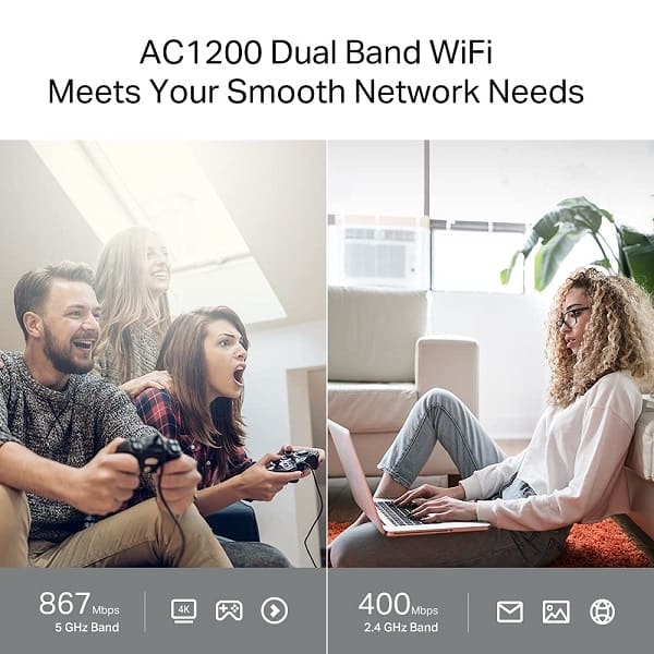 TP-Link Archer C64 AC1200 Dual Band Gigabit WiFi with MU-MIMO, Beamforming, and Advanced Security