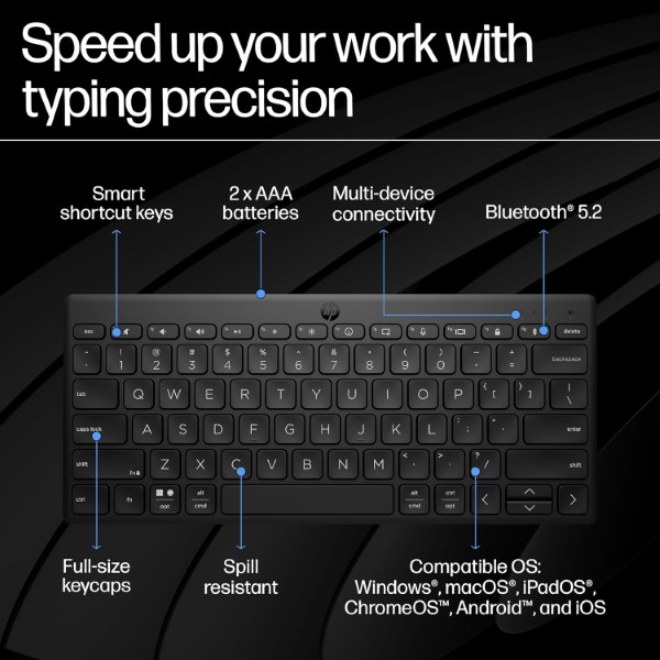 HP 350 Compact Multi-Device Bluetooth Wireless Keyboard