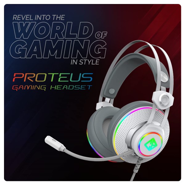 Cosmic Byte Proteus White Headset Dual Input USB and 3.5mm, 7.1 Surround Sound