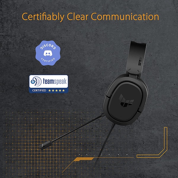 ASUS TUF Gaming H1 gaming headphone with Discord and Teamspeak certified microphone and 7.1 surround sound