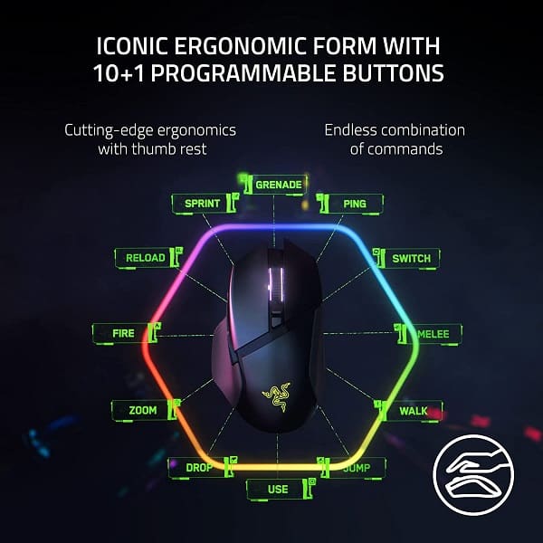 Razer Basilisk V3 Pro Wireless Ergonomic Gaming Mouse with 30,000 DPI (Black)