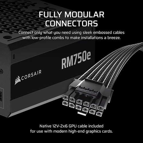 Corsair RM750e 750 Watt ATX 3.1 Gold Certification Fully Modular Power Supply