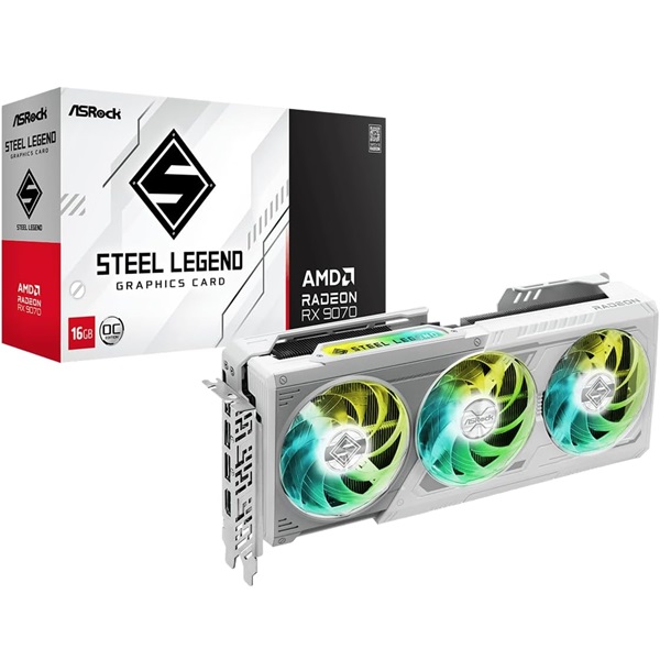 AsRock Radeon RX 9070 Steel Legend 16GB GDDR6 Graphics Card