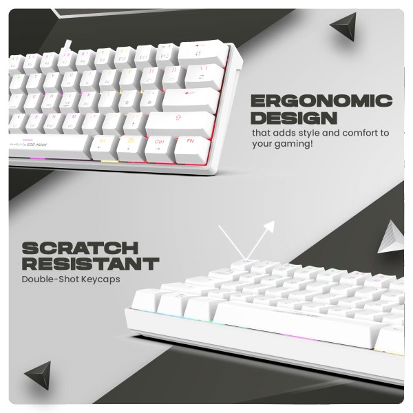Cosmic Byte CB-GK-35 Themis 61 Key Per Key RGB Wired Mechanical Gaming Keyboard with Outemu Red Swappable Switches and Software (White)