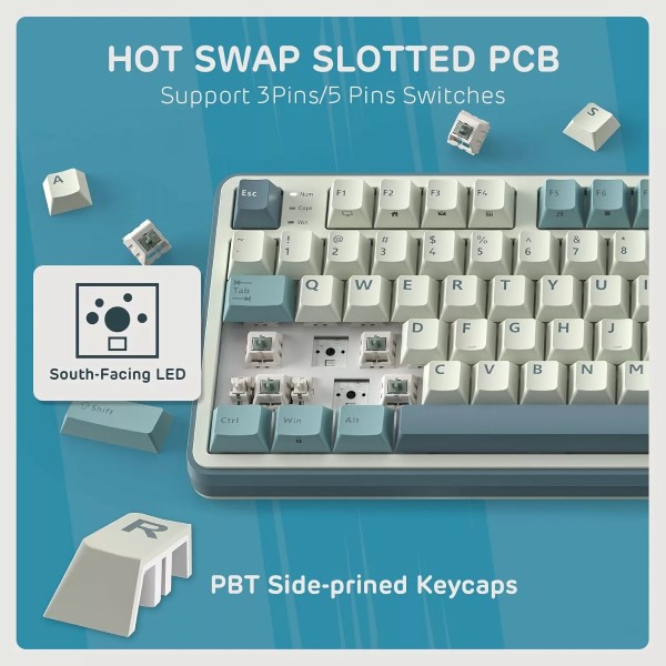 Royal Kludge RK S98 Light Cloud (Brown Switch) Wireless Mechanical Gaming Keyboard With Smart Display