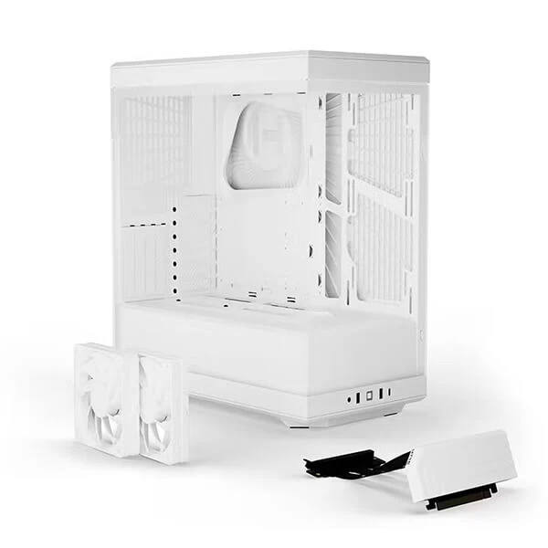 Hyte Y40 TG White Mid-Tower ATX Cabinet with PCIe 4.0 Riser (White)