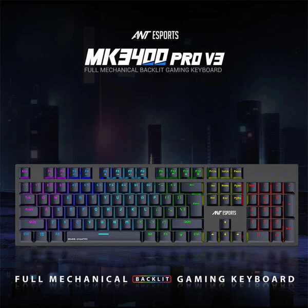 Ant Esports MK3400 Pro V3 Mechanical Gaming Keyboard (Outemu Blue Switches)