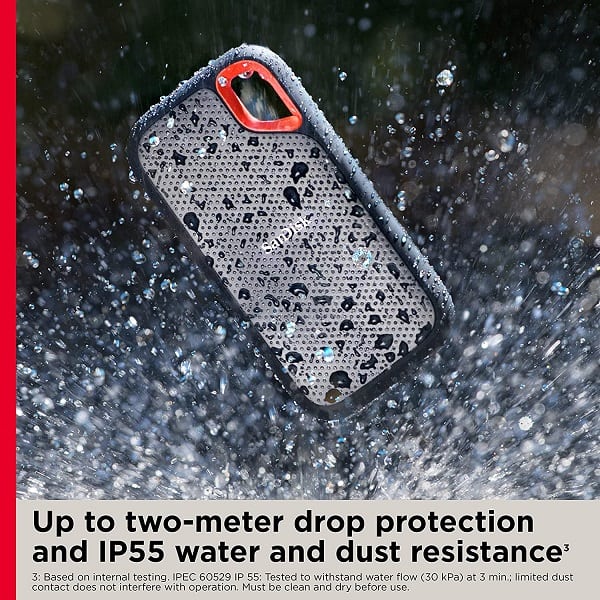 Sandisk Extreme E61 2TB Portable SSD with Up to 1050MB/s Read, 1000MB/s Write Speed and IP55 Water/Dust Resistance