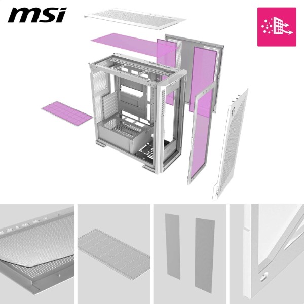 MSI MPG Velox 300R Airflow PZ White ATX Mid-Tower Cabinet (White)