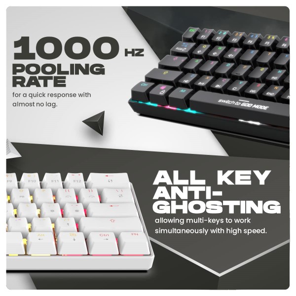 Cosmic Byte CB-GK-35 Themis 61 Key Per Key RGB Wired Mechanical Gaming Keyboard with Outemu Red Swappable Switches and Software (White)