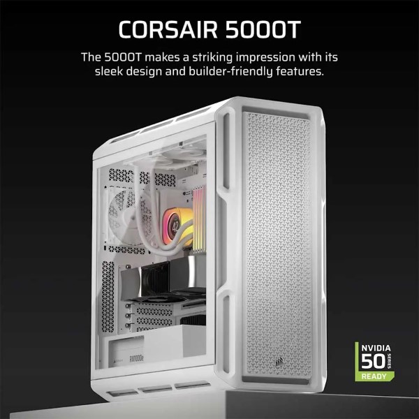Corsair 5000T White Mid-Tower Mini-ITX cabinet
