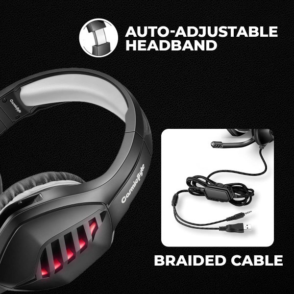 Cosmic Byte GS430 black Gaming Headphone with 7 Color RGB Led and Microphone (Black)
