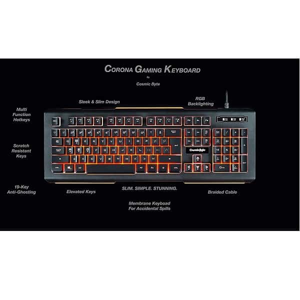 Cosmic Byte CB-GK-02 Corona Anti-Ghosting Gaming Keyboard with RGB Backlit (Black)